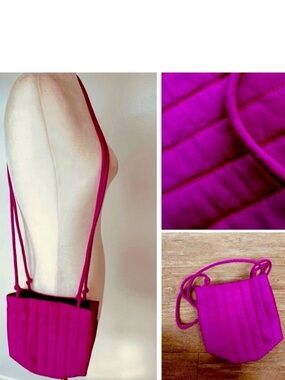 🆕 Vintage 70s Fuchsia Pink Thai Silk Crossbody or Hand Bag – Evening or Dopamine